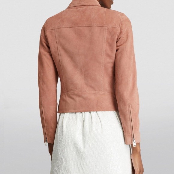 All Saints Suede Dalby Biker Jacket Pink - Picture 10 of 12